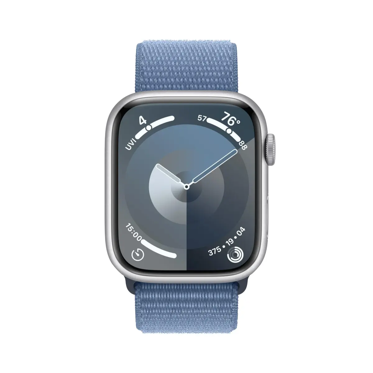 Apple Watch Series 9 [GPS, 45mm] Silver Aluminum Case with Winter Blue Sport Loop | Carbon Neutral Smartwatch - view 7