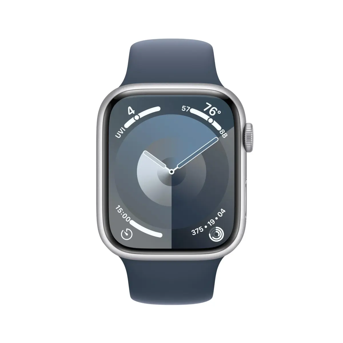 Apple Watch Series 9 GPS 45mm Silver Aluminum Storm Blue Sport Band S/M (Renewed) | Health, Safety & Activity Tracking - view 2