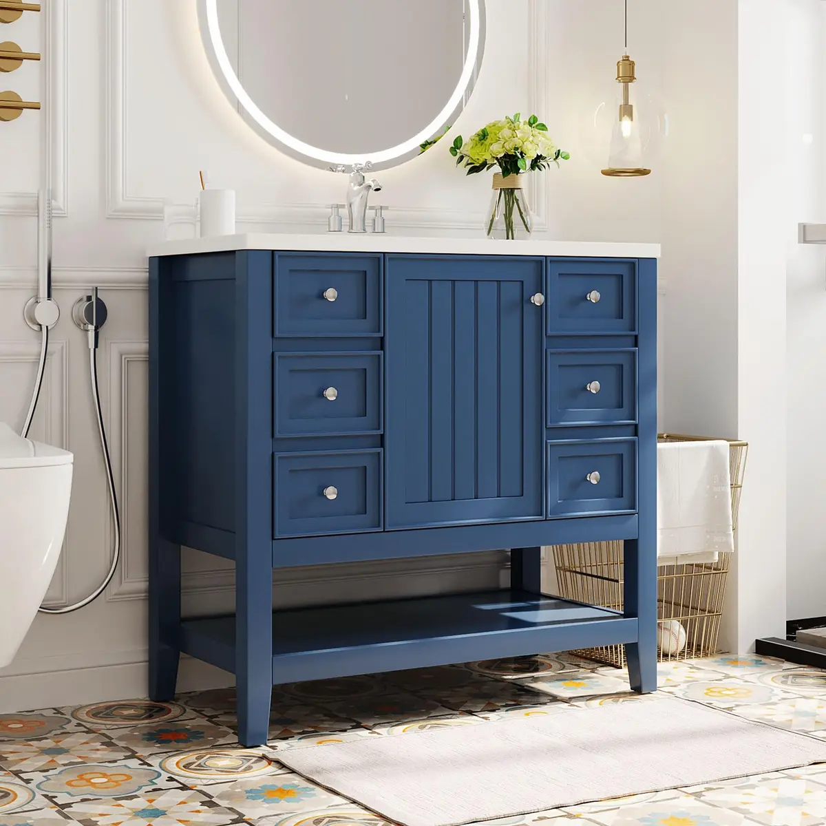 Acosure 36" Bathroom Vanity with Sink Combo | Modern Solid Wood Cabinet with Adjustable Shelf - main product image