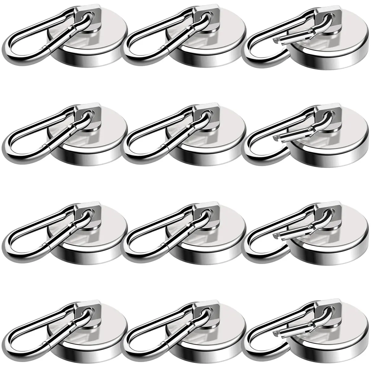 E BAVITE Magnetic Carabiner Hooks 12 Pack | Heavy Duty 110LBS Capacity for Indoor & Outdoor Use - main product image