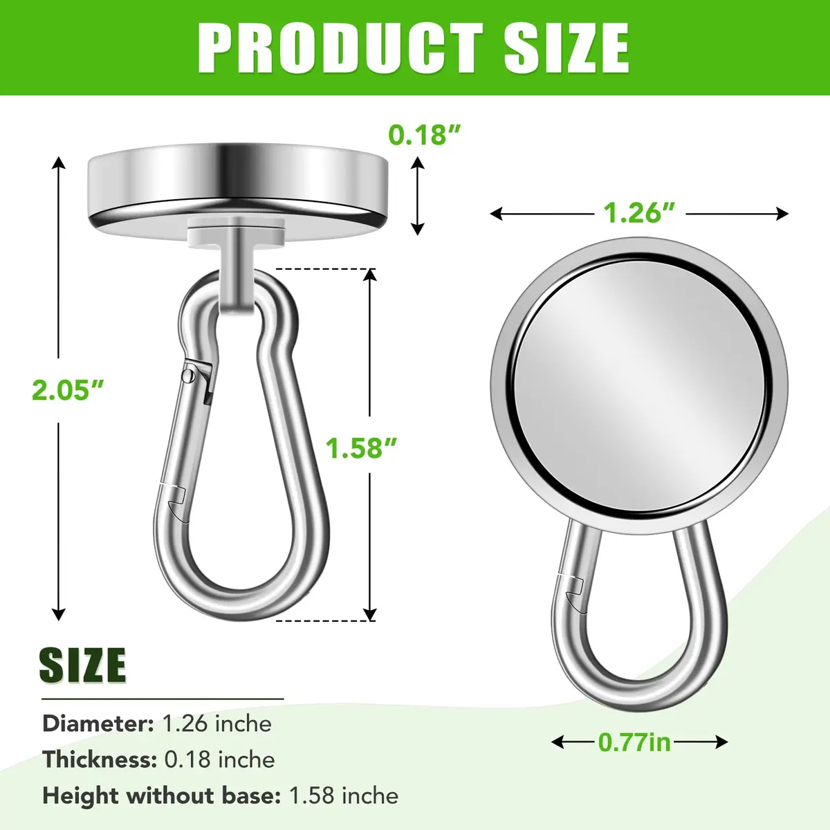E BAVITE Magnetic Carabiner Hooks 12 Pack | Heavy Duty 110LBS Capacity for Indoor & Outdoor Use - view 2