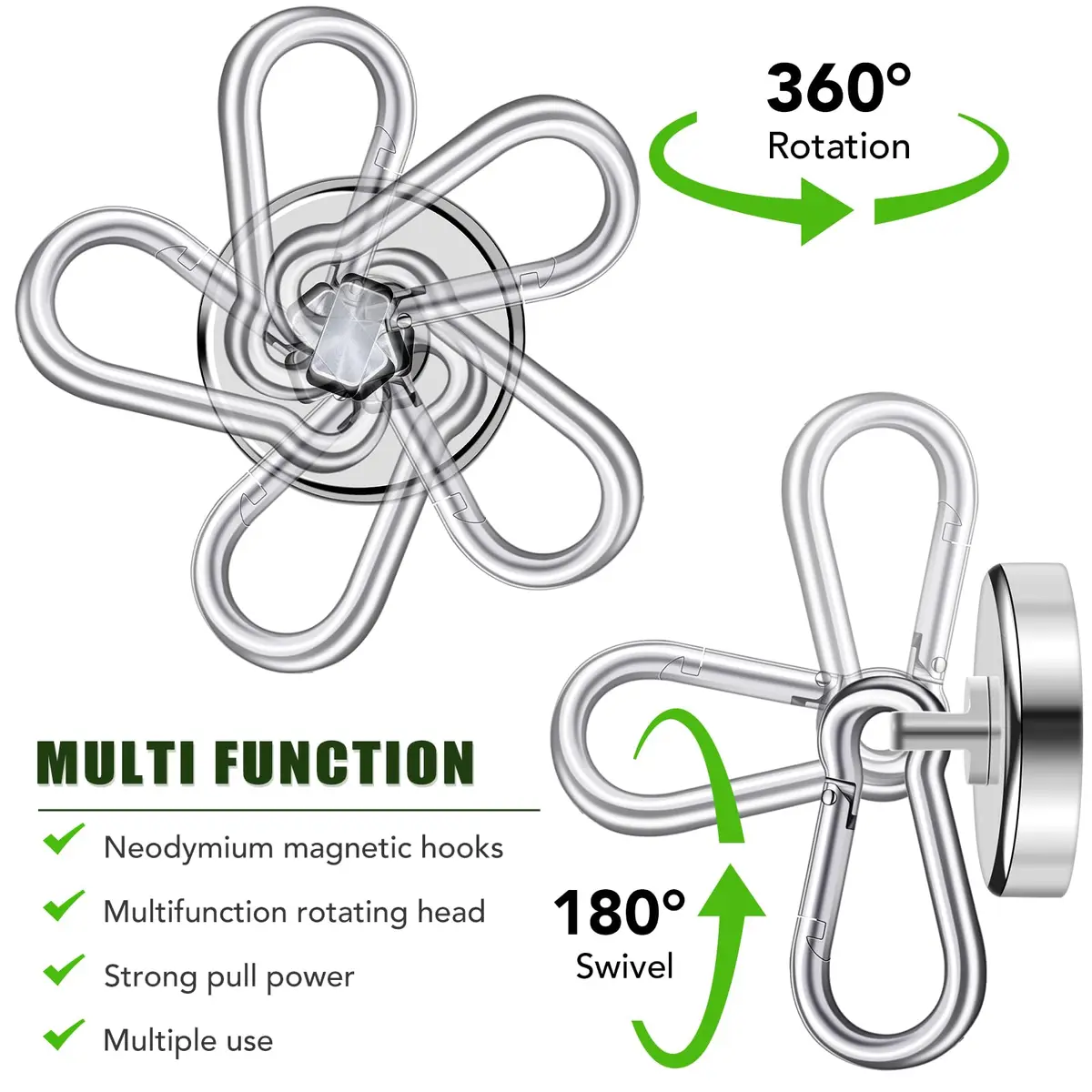 E BAVITE Magnetic Carabiner Hooks 12 Pack | Heavy Duty 110LBS Capacity for Indoor & Outdoor Use - view 3