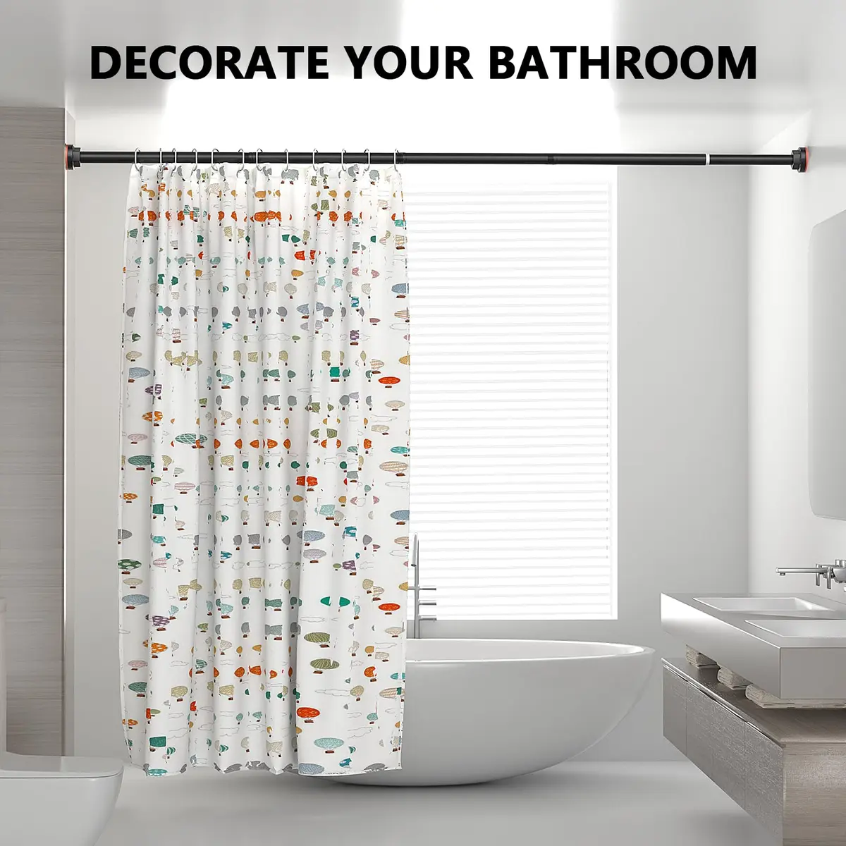 FOJELD Shower Curtain Rod 27-79 Inches | Adjustable Tension No Drilling, Rustproof, Heavy Duty (en_US) - view 5