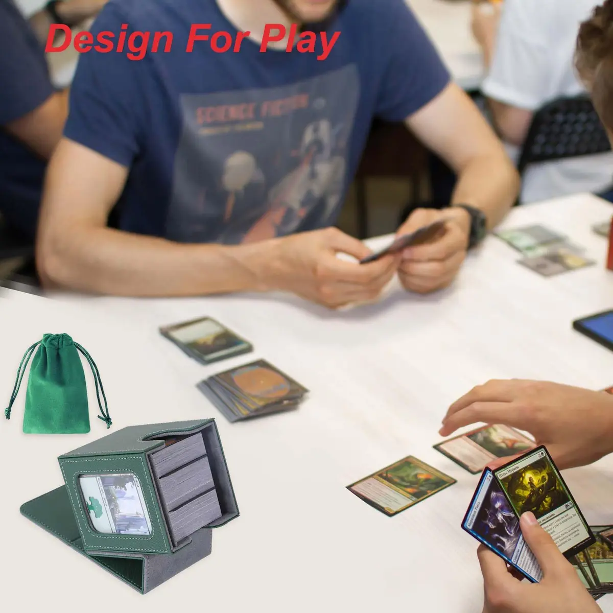 AFIING Commander Deck Box for Magic Cards 100 Double Sleeved Cards | Green/Grey - view 5