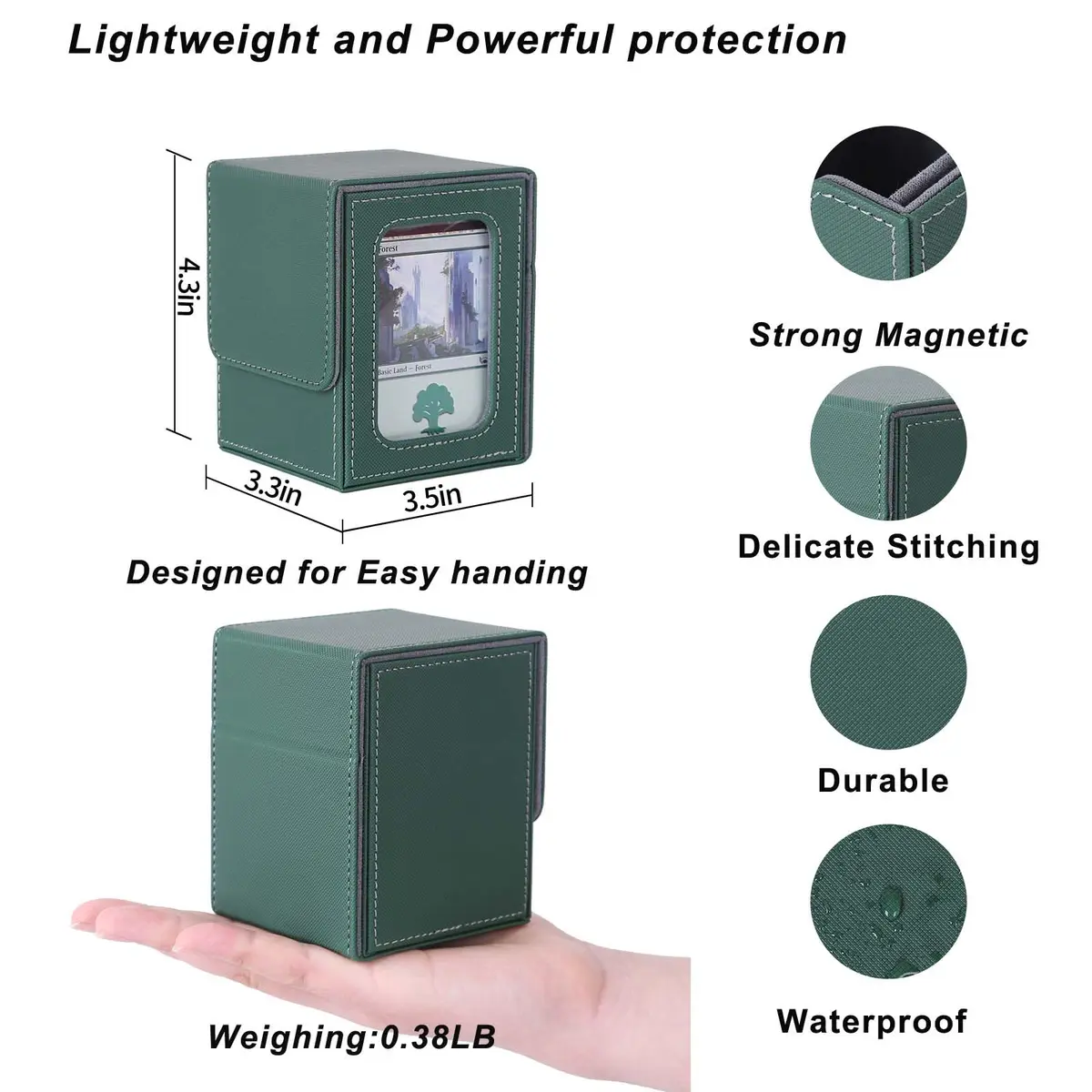 AFIING Commander Deck Box for Magic Cards 100 Double Sleeved Cards | Green/Grey - view 2