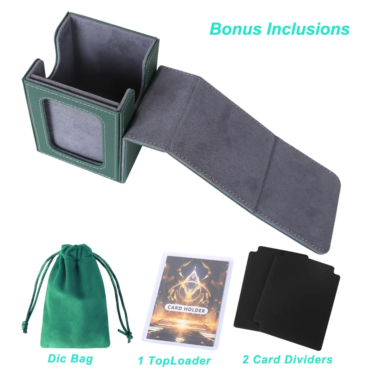 AFIING Commander Deck Box for Magic Cards 100 Double Sleeved Cards | Green/Grey - view 4