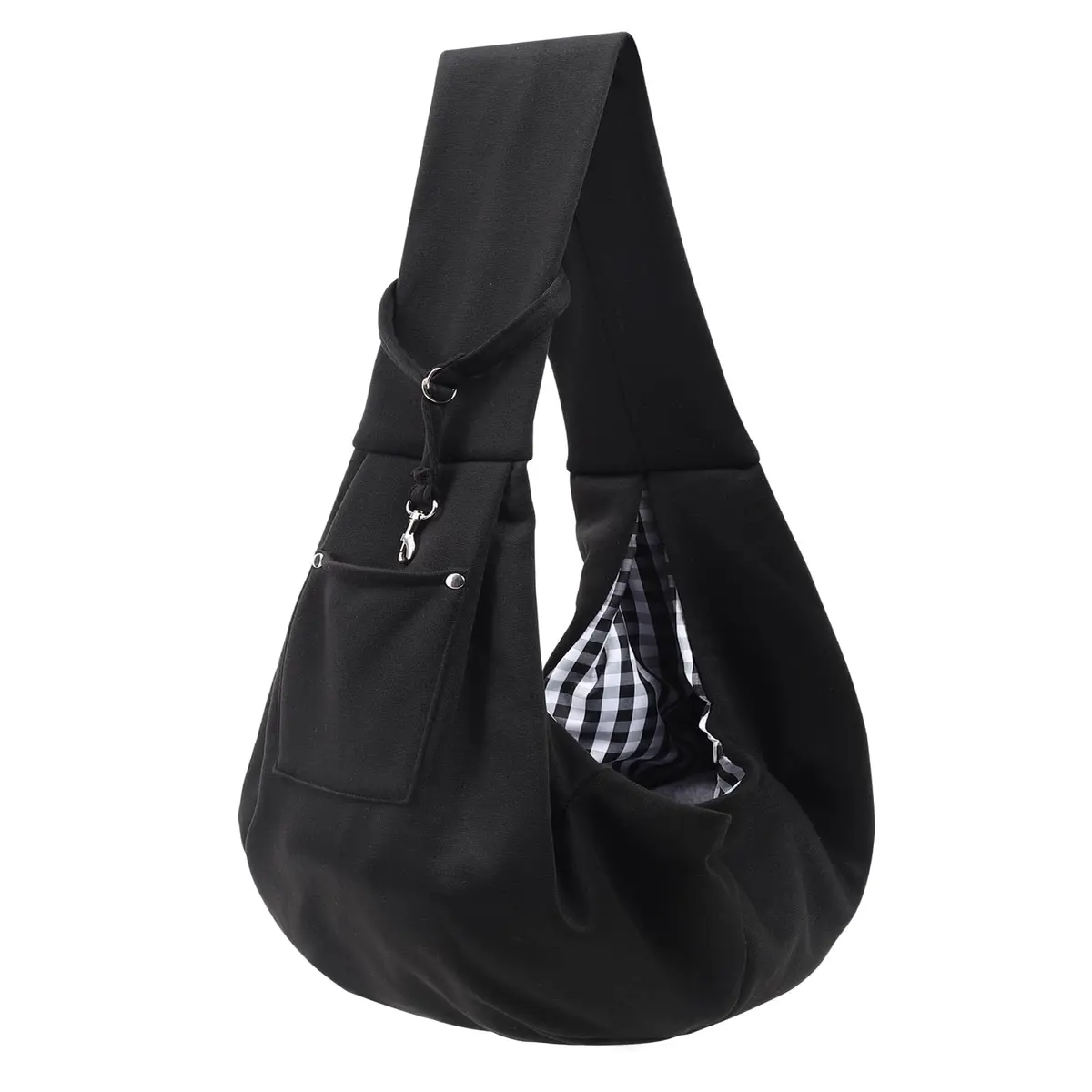 ARZQUT Small Pet Carrier Sling Bag with Storage Pocket & Safety Buckle, Black, 53cm (21") | Breathable Cotton for Dogs & Cats - main product image