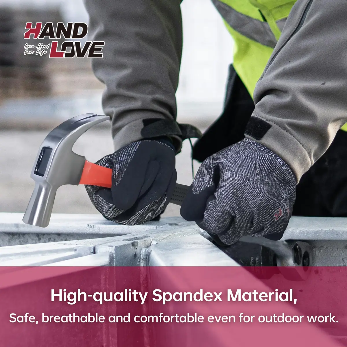 HandLove Cut Resistant Gloves – ANSI A7 Safety Work Gloves | Sandy Nitrile, Anti-Slip, Touchscreen, Durable, PFAS Free, Blue, 6Pairs, M - view 9