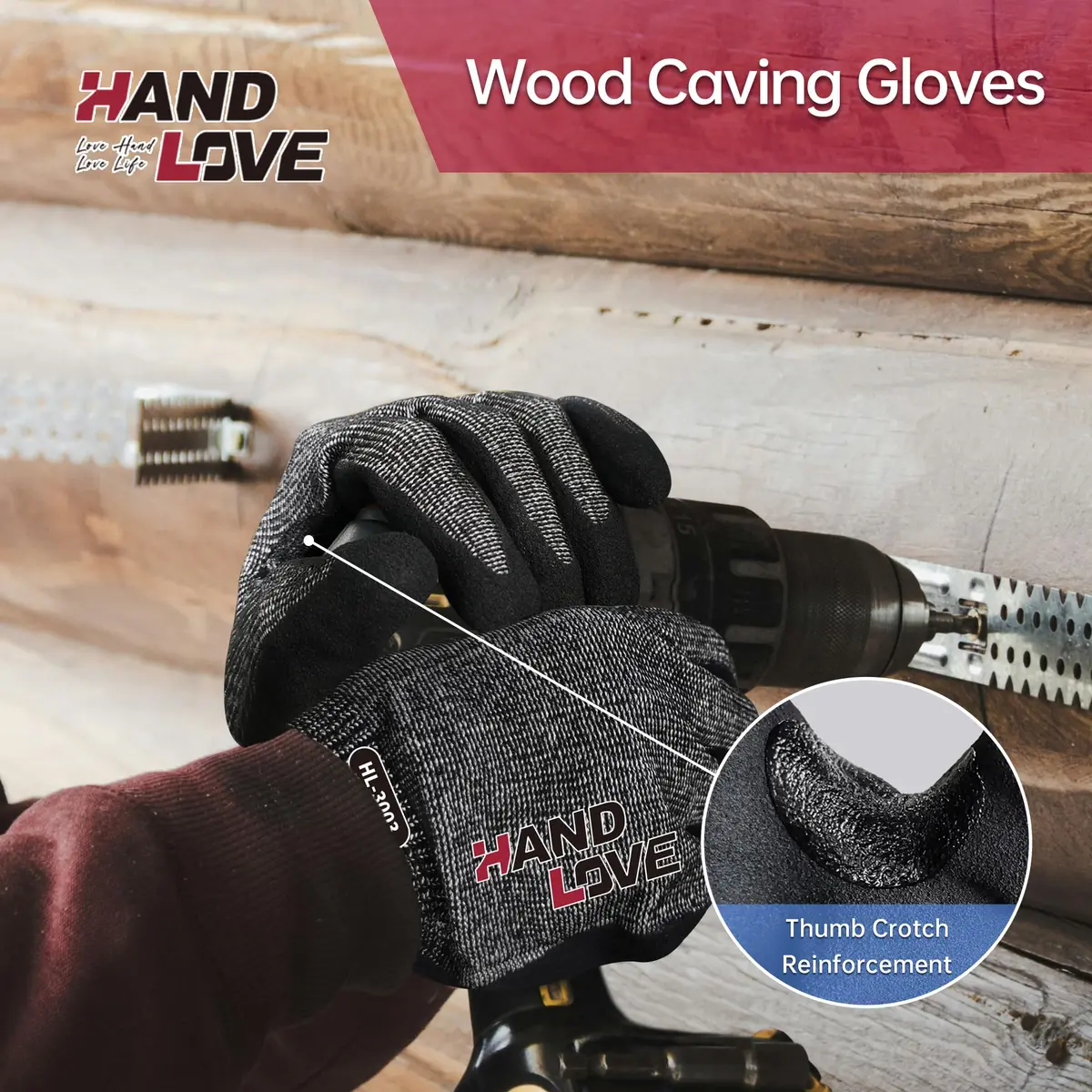 HandLove Cut Resistant Gloves XL | ANSI A7 Safety Work Gloves, Sandy Nitrile, Anti-Slip, Touchscreen, Durable, PFAS Free - view 3