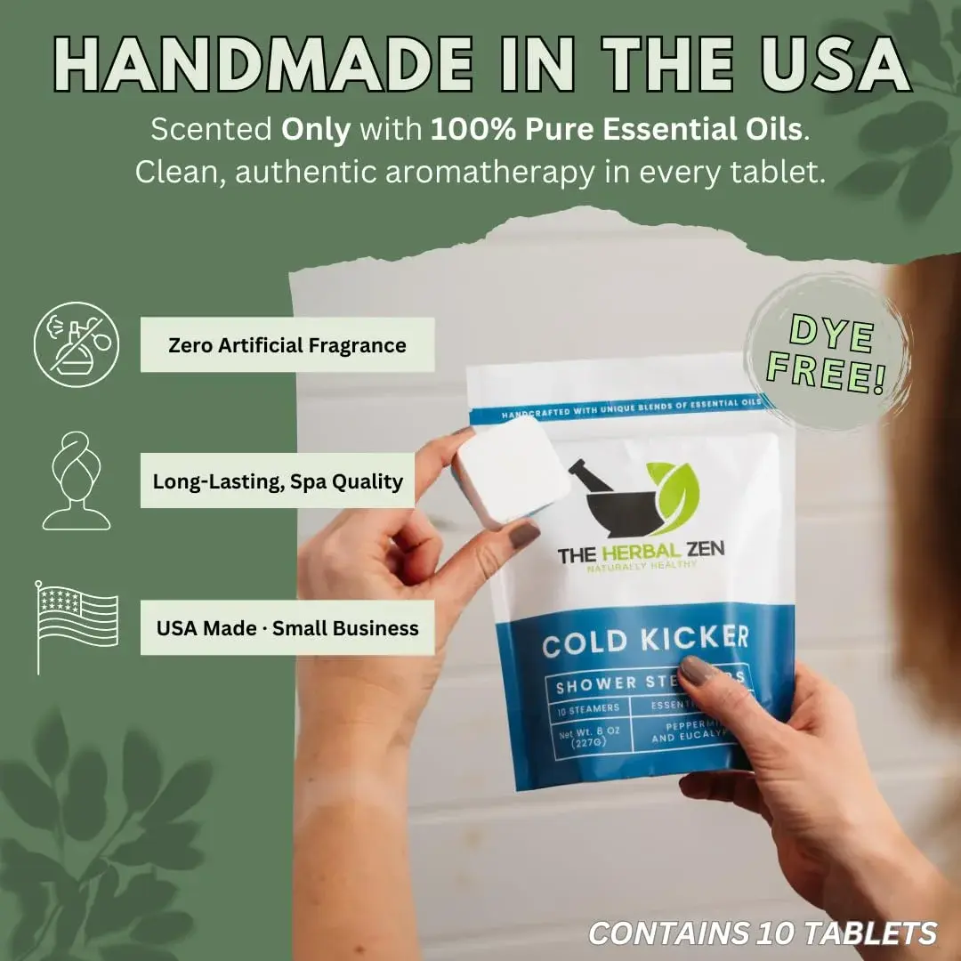 The Herbal Zen Cold Kicker Shower Steamers Aromatherapy Relief 10 Pack | Pharmacist-Crafted for Clear Breathing - view 5
