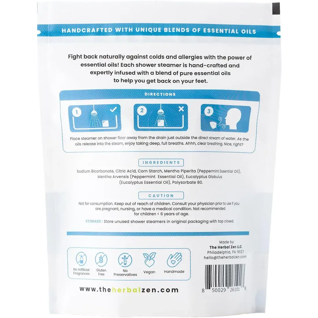 The Herbal Zen Cold Kicker Shower Steamers Aromatherapy Relief 10 Pack | Pharmacist-Crafted for Clear Breathing - view 9