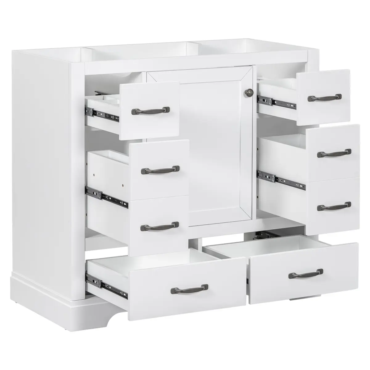 Brisca 36" Bathroom Vanity Without Sink | Modern White Freestanding Cabinet with 6 Drawers - main product image