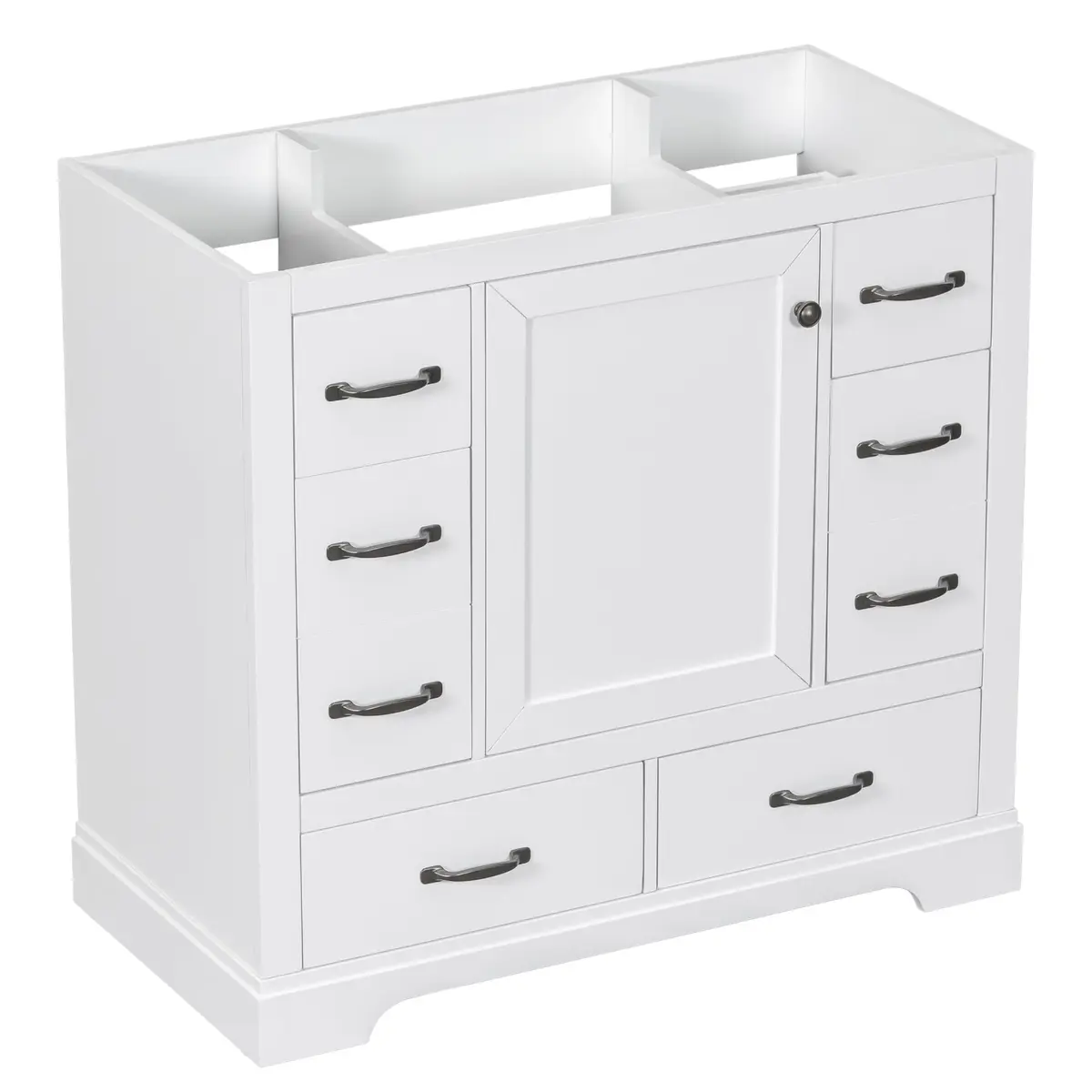 Brisca 36" Bathroom Vanity Without Sink | Modern White Freestanding Cabinet with 6 Drawers - view 2