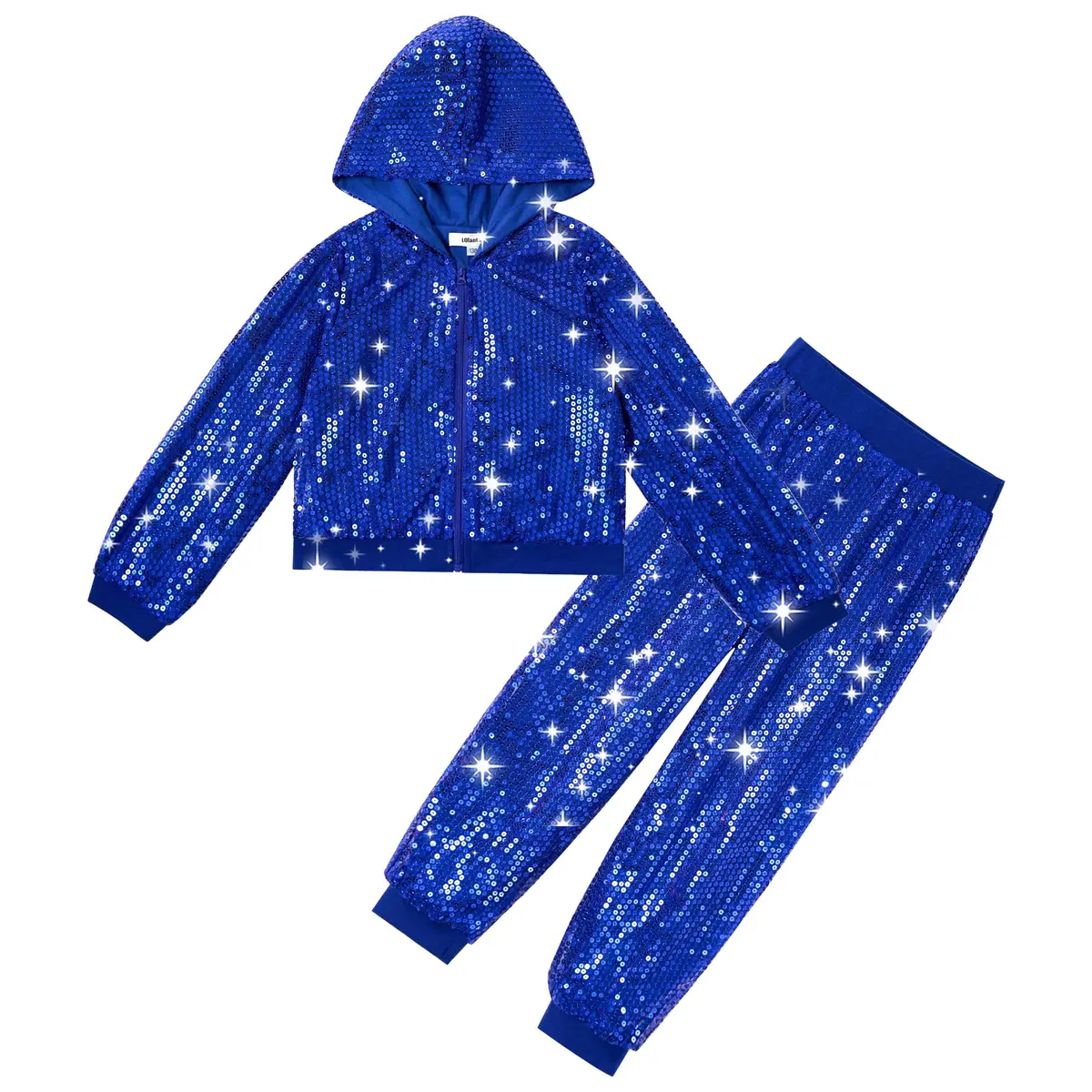 LOLANTA Girls Sequin Costume Jacket and Pants (Royal blue, 10-11Y) | Dazzling Sequin Dance Outfit for Girls - view 3