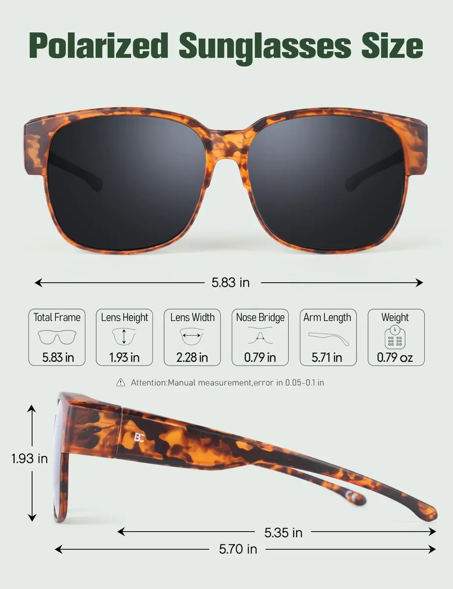 BIRCEN Polarized Fit Over Sunglasses for Men & Women | 21.5g TR90 Frame, 58mm Lens Width - view 3