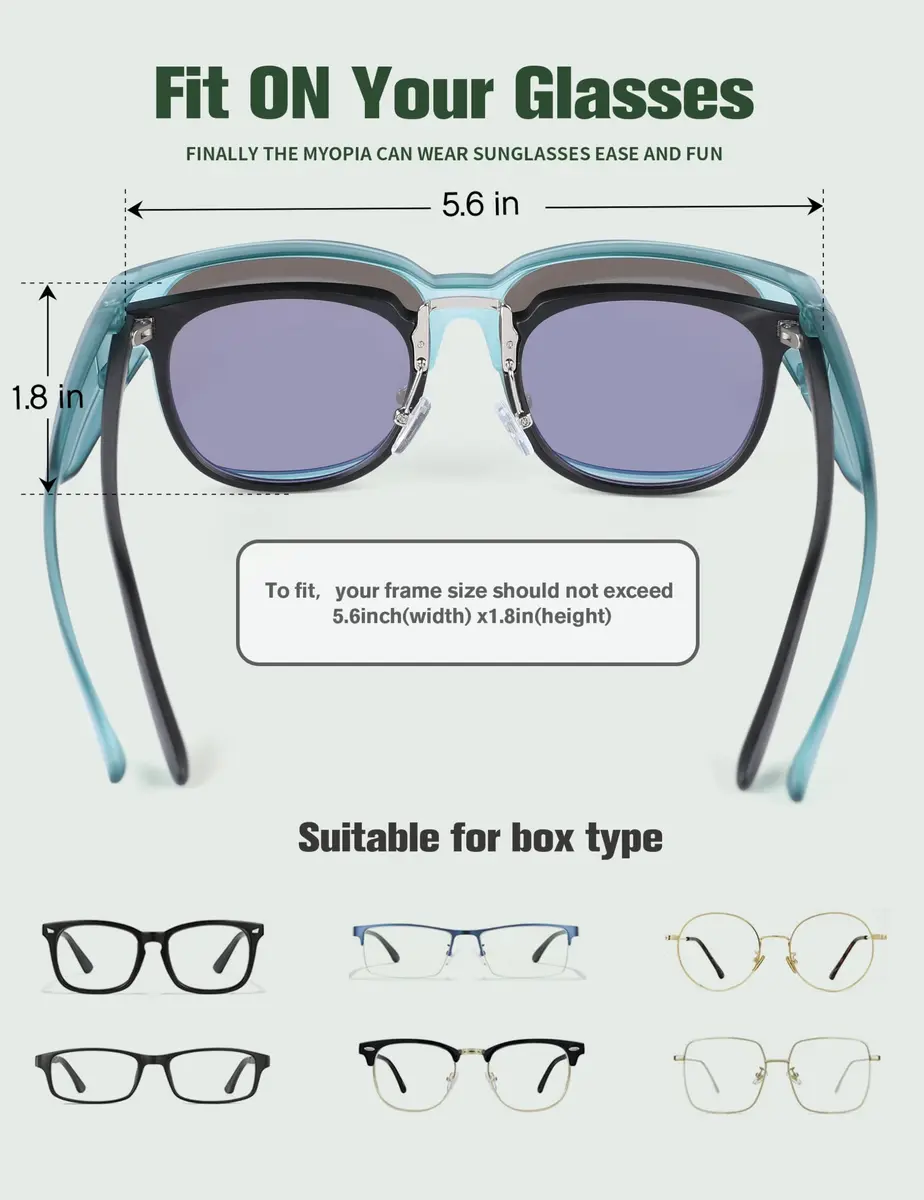 BIRCEN Polarized Fit Over Sunglasses with TR90 Frame, Blue Lens, Standard Size | Wear Over Prescription Glasses - view 4
