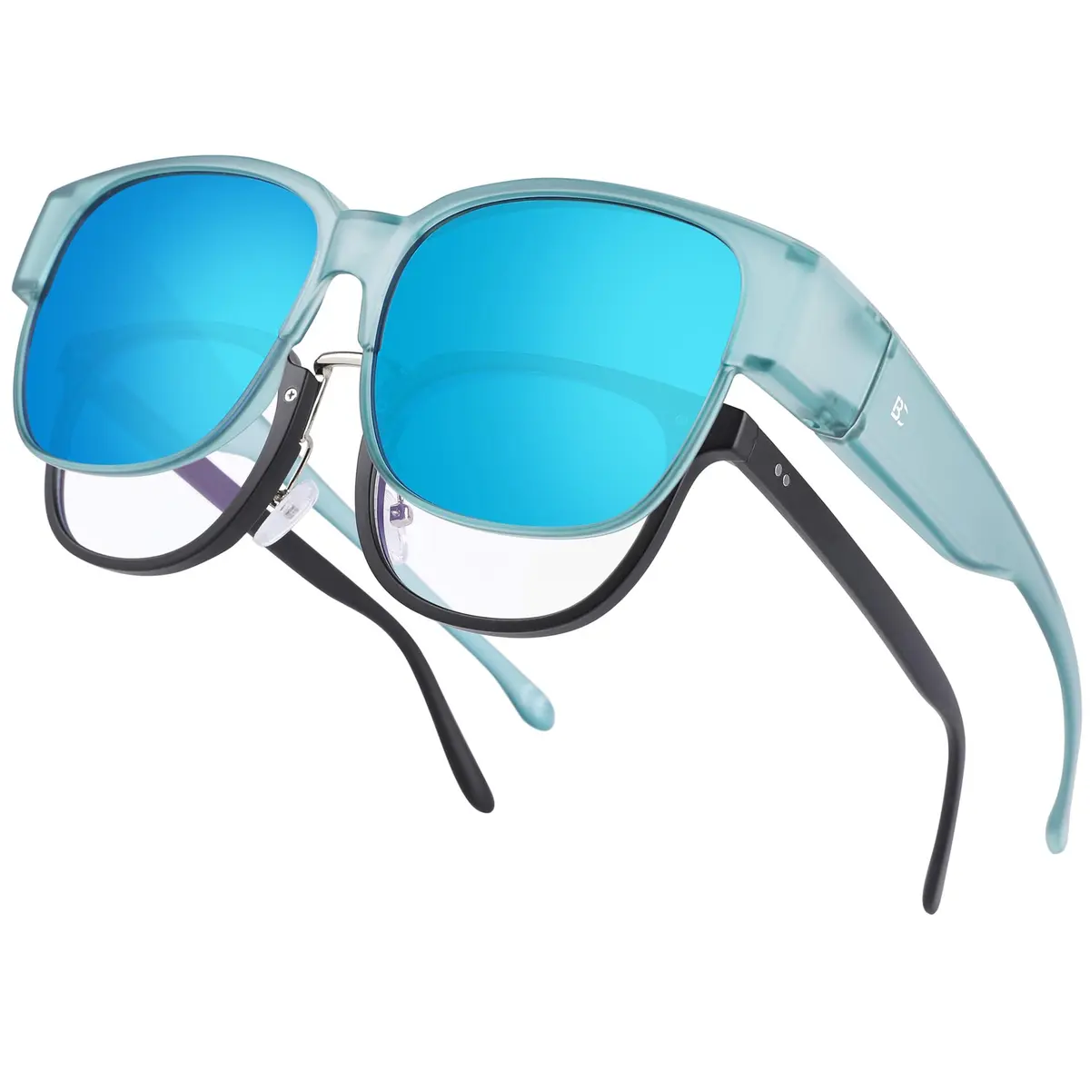 BIRCEN Polarized Fit Over Sunglasses with TR90 Frame, Blue Lens, Standard Size | Wear Over Prescription Glasses - main product image