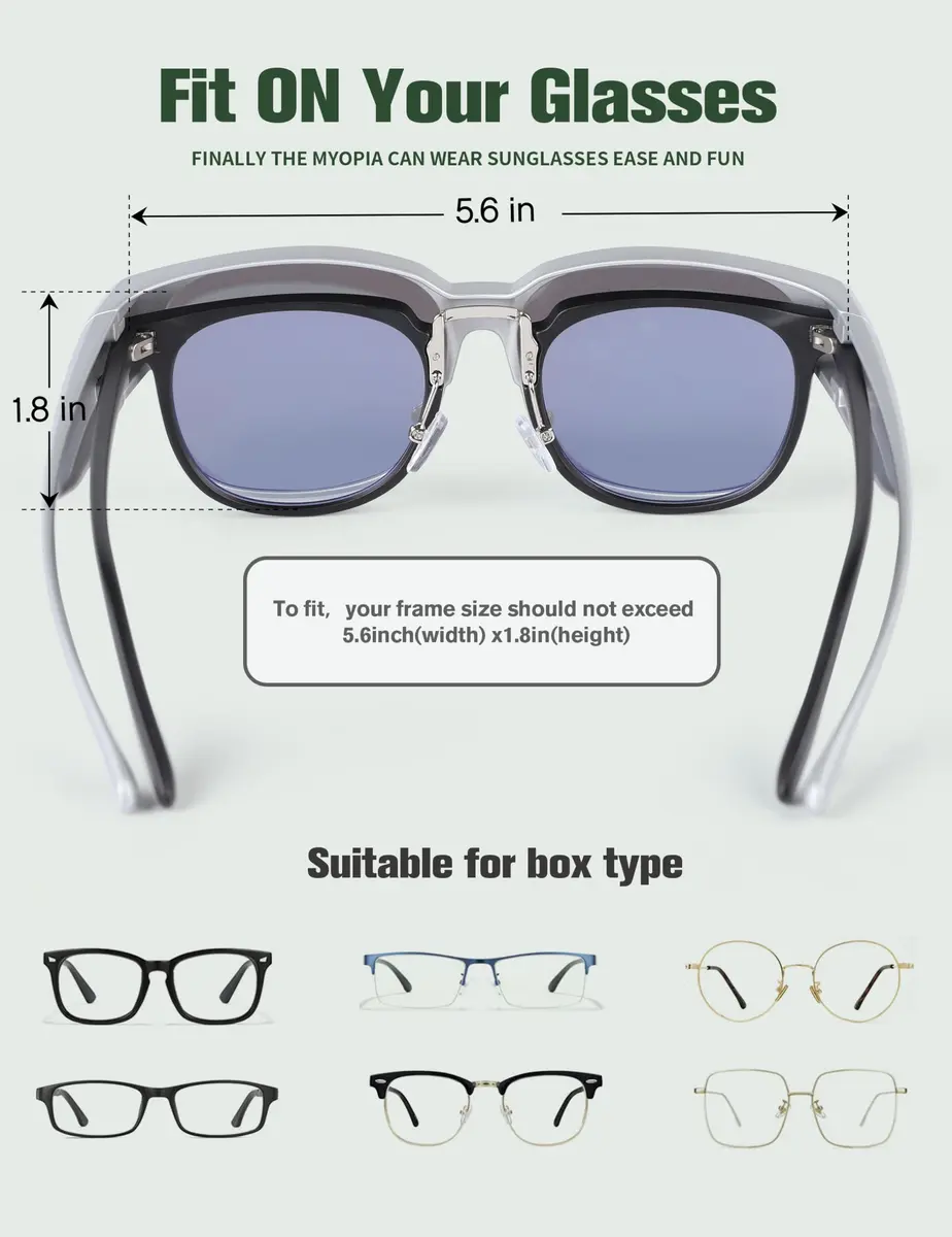 BIRCEN Polarized Fit Over Sunglasses for Prescription Glasses, TR90 Frame, 58mm Lens | UV Protection Wrap Around Shades - view 4