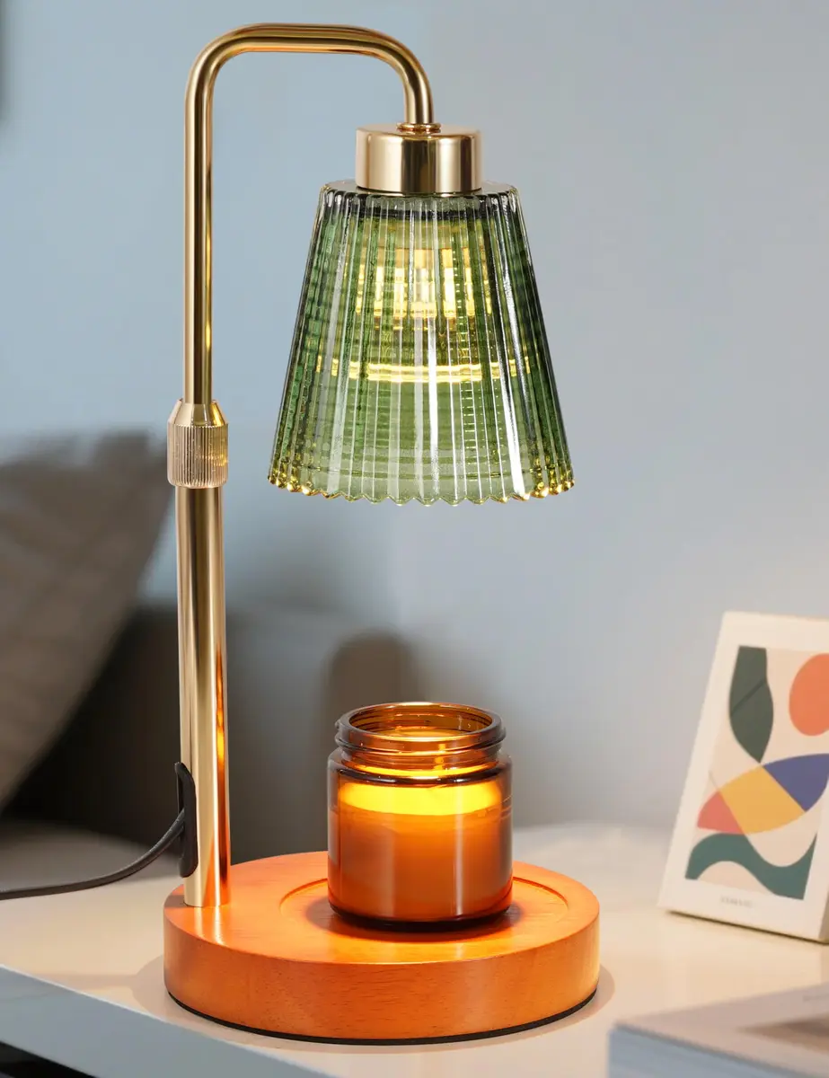 GODONLIF Green Candle Warmer Lamp with 24h Cycle Timer, Dimmable Wax Melt Warmer - main product image