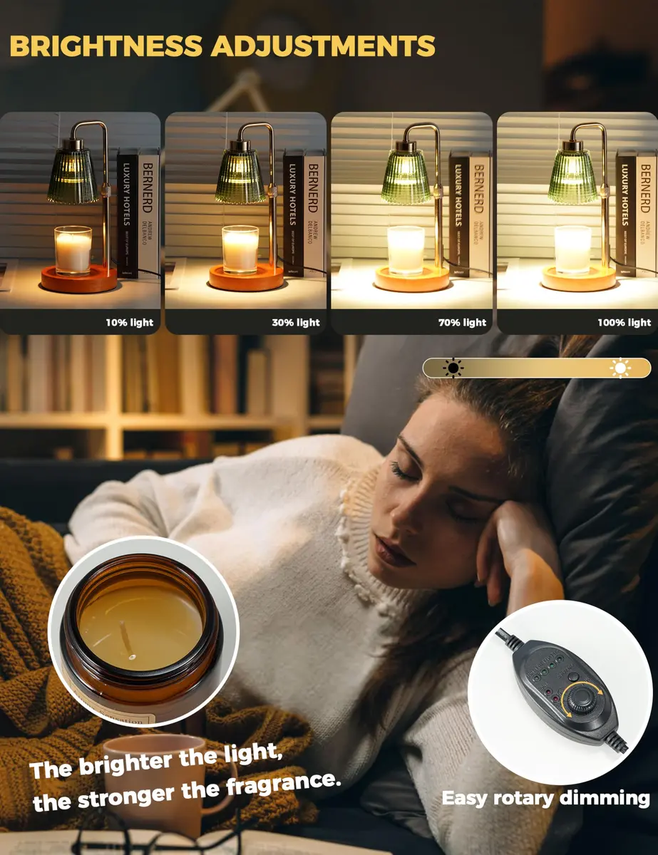 GODONLIF Green Candle Warmer Lamp with 24h Cycle Timer, Dimmable Wax Melt Warmer - view 2