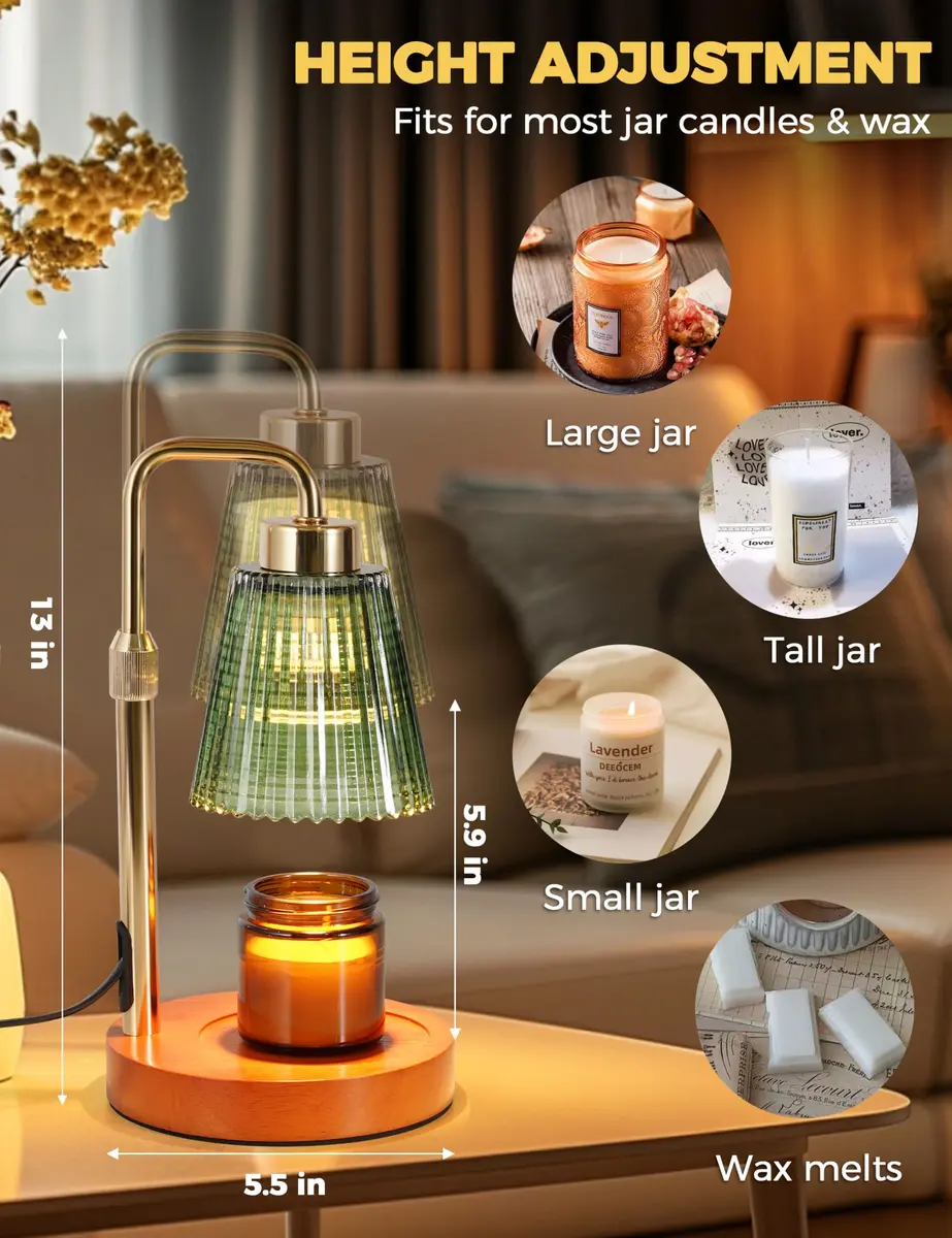 GODONLIF Green Candle Warmer Lamp with 24h Cycle Timer, Dimmable Wax Melt Warmer - view 3