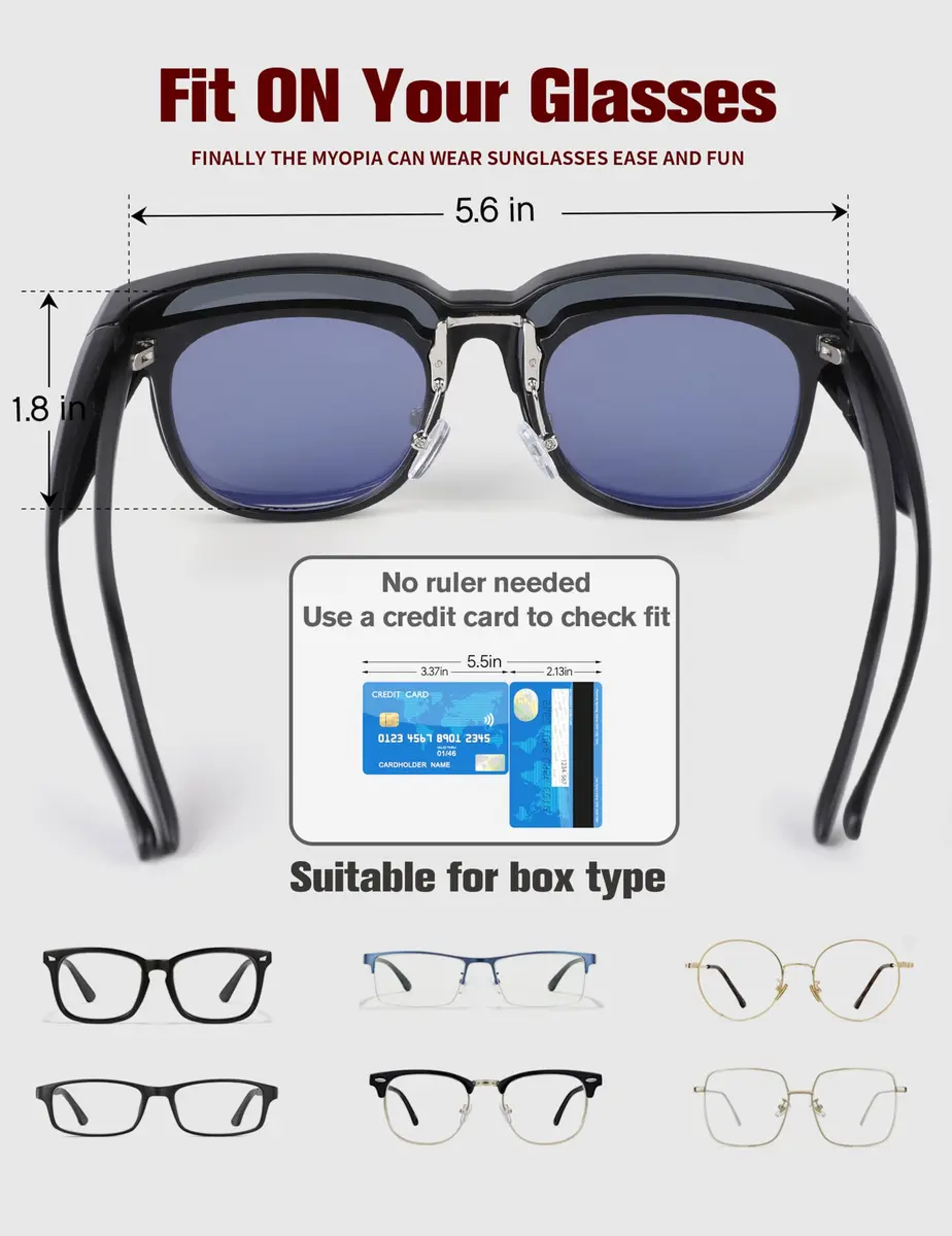 BIRCEN Polarized Fit Over Sunglasses for Prescription Glasses - TR90 Frame, UV Protection, 58mm Lens Width - view 5
