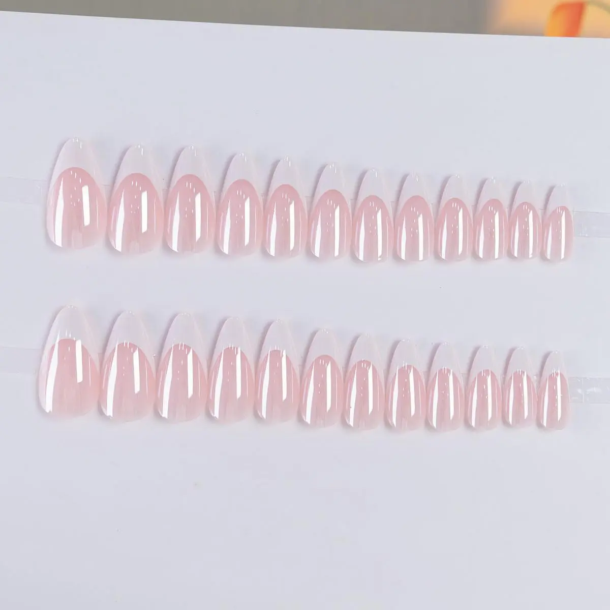 FJSMTOPl Press On Nails Almond Fake Nails French Tip 24Pcs | Reusable Acrylic Nails for Women - view 5