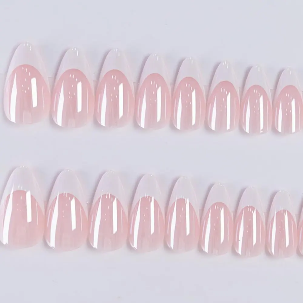 FJSMTOPl Press On Nails Almond Fake Nails French Tip 24Pcs | Reusable Acrylic Nails for Women - view 4