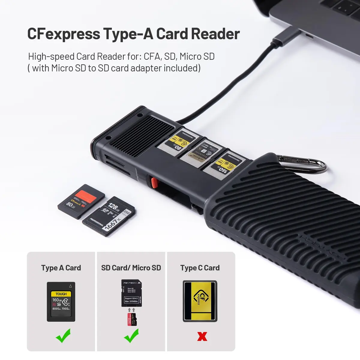 PGYTECH CreateMate USB 3.2 CFexpress A Card Reader & Case 10GBps Black | Dual Slot High-Speed Data Transfer - view 2