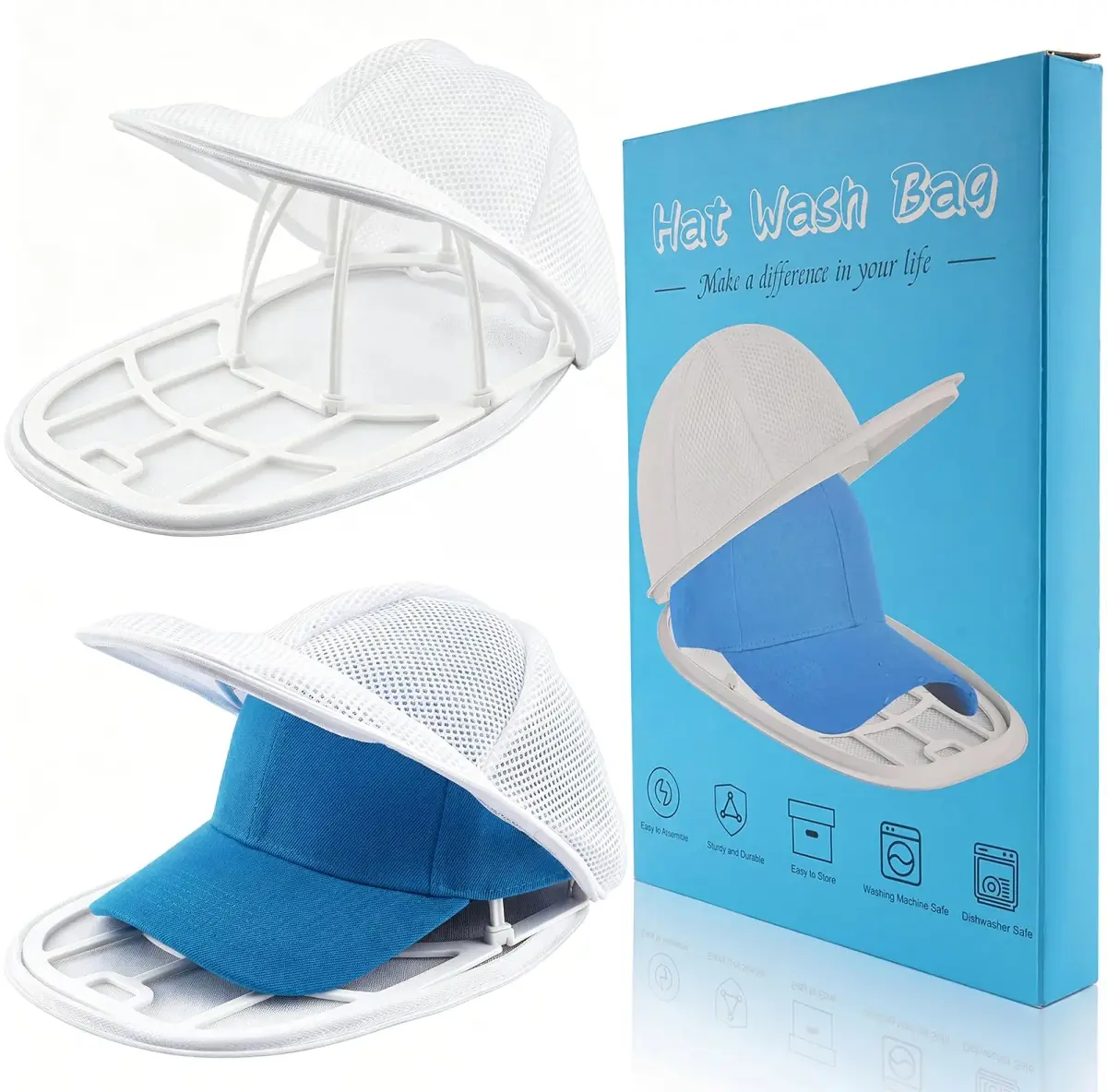 Eiito Hat Washer Cage & Mesh Bag Set (2 Cages + 2 Bags) | Protects Hats in Washing Machine - main product image