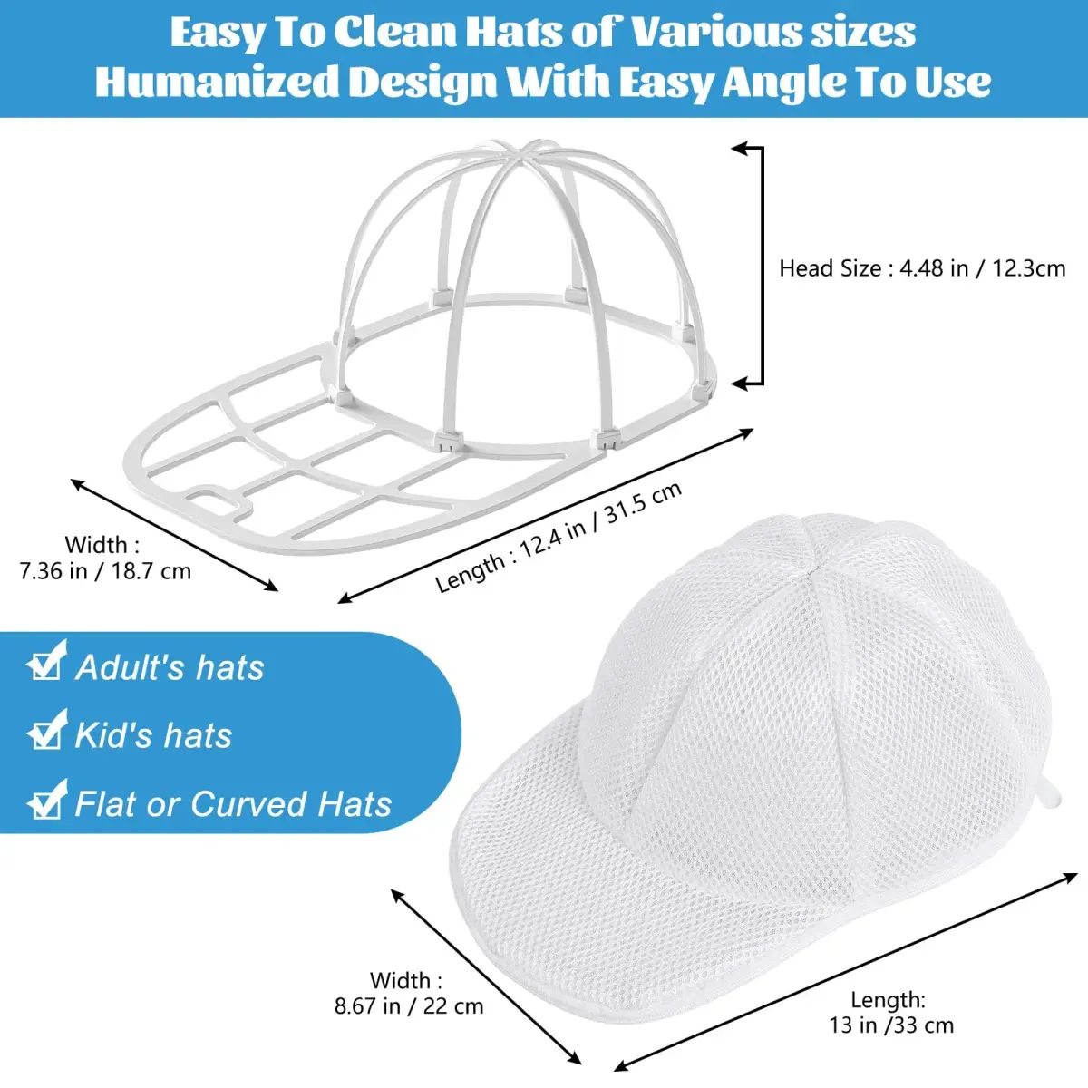 Eiito Hat Washer Cage & Mesh Bag Set (2 Cages + 2 Bags) | Protects Hats in Washing Machine - view 5
