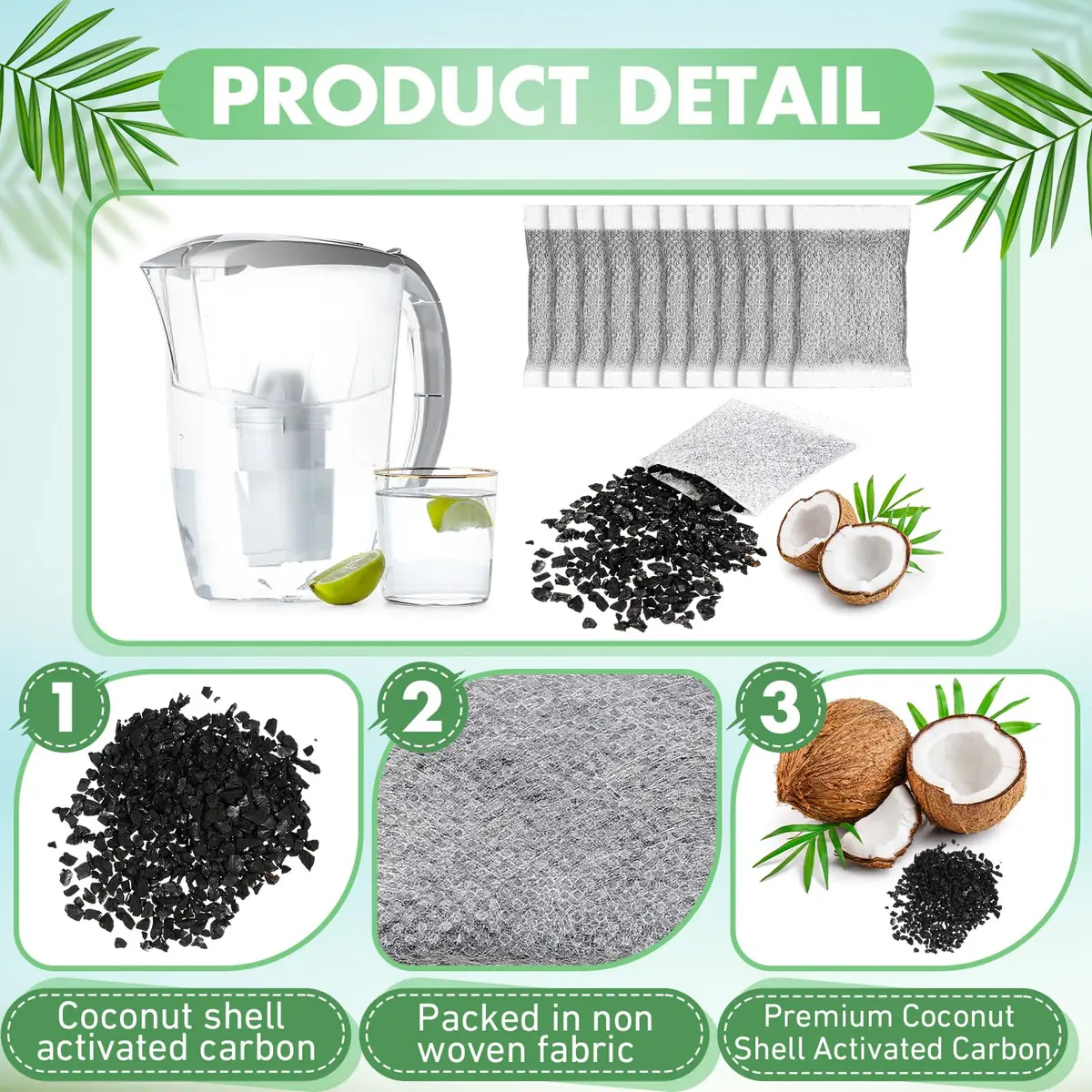 Lounsweer Activated Charcoal Water Filter 100 Count | Coconut Shell Material - view 3