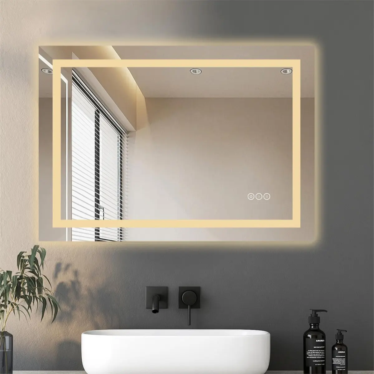 THNIKRE LED Bathroom Mirror 32"x24" Anti-Fog Dimmable Backlit & Front Light, Memory, CRI90+, Waterproof Wall Mount - main product image