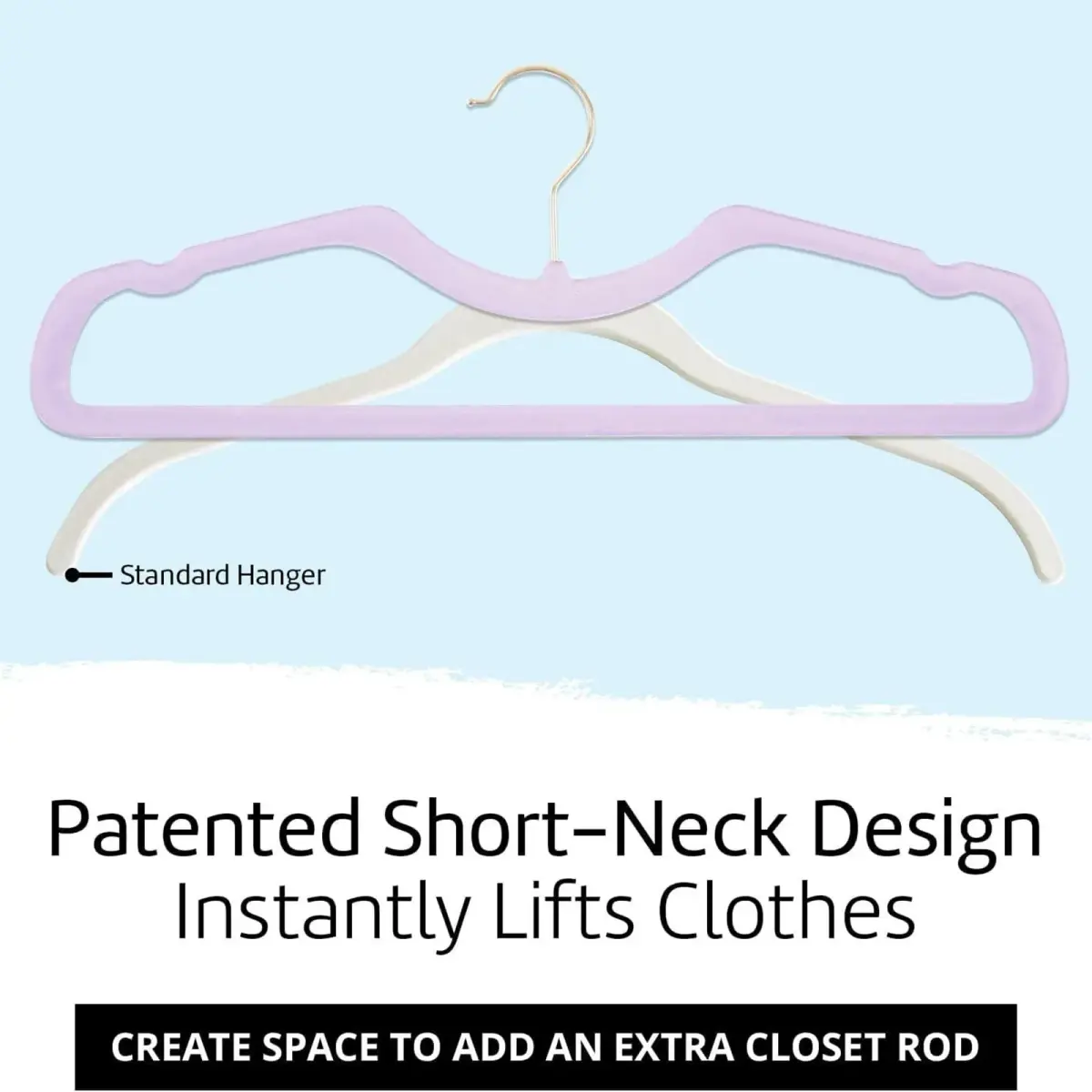 CUTSKY Velvet Hangers 50 Pack, Ultra Slim & Short Neck Hanger, 360 Swivel Hook, Space Saving Durable Non-Slip Felt Hangers, Beige B (43cm x 15cm x 0.6cm) - view 5