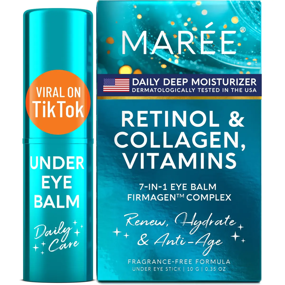 MAREE Under Eye Balm Stick - Collagen Retinol & Brightener 0.35 Oz | Hydrates & Reduces Dark Circles - main product image
