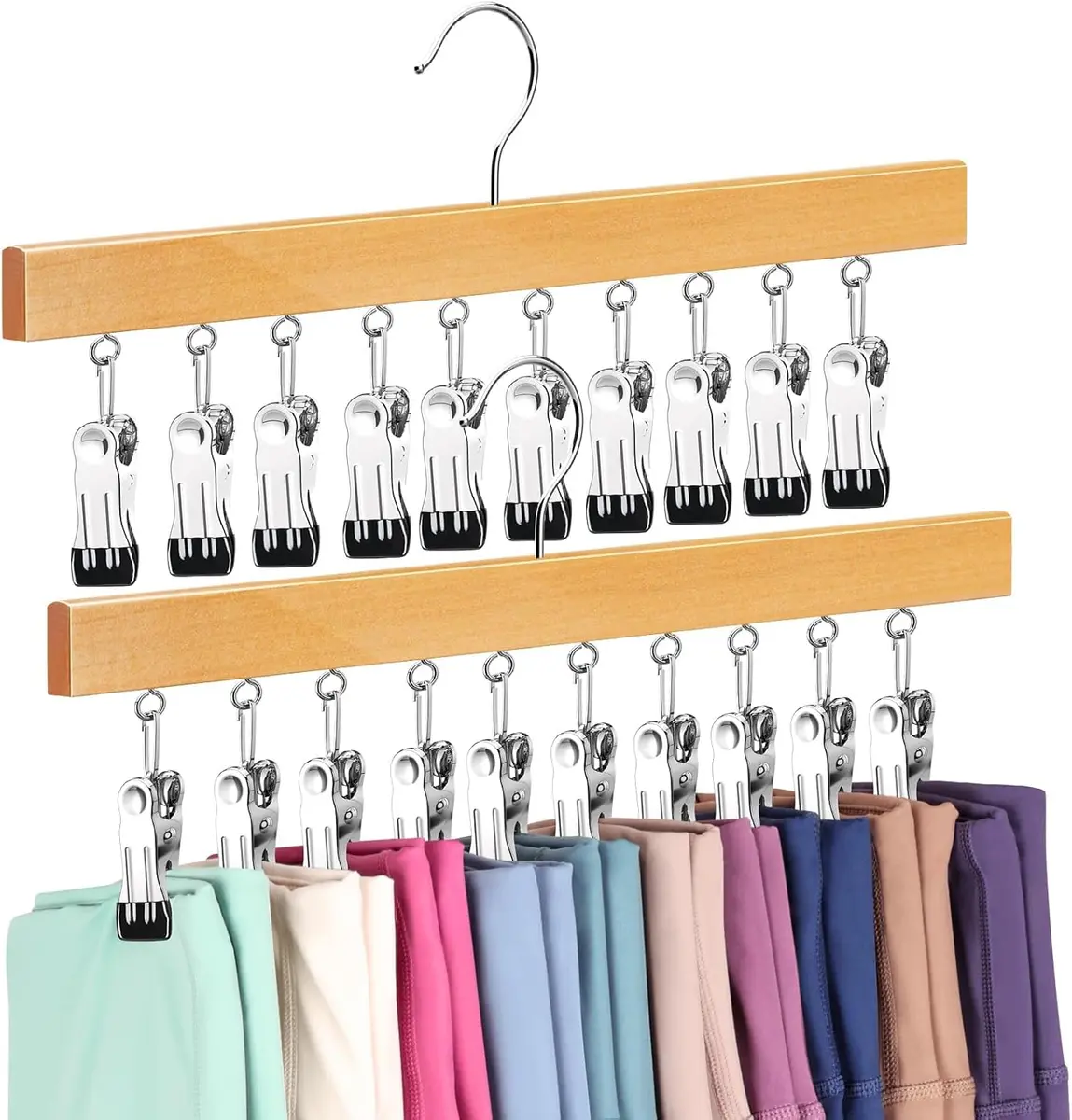 ORROENS Legging Organizer for Closet, 2 Pack Space-Saving Hangers with Clips - main product image