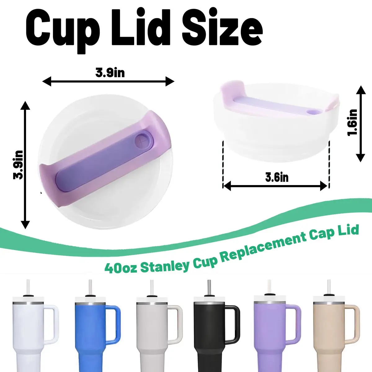 Fabenyok 40 OZ Tumbler Lid Replacement | Spill Proof Fit for Stanley Cup, 2 Pack, Clear & Opaque - Purple - view 2