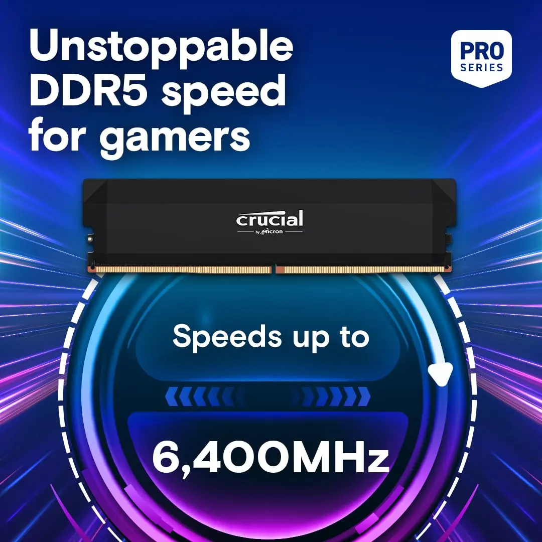 Crucial Pro 32GB DDR5 RAM Kit (2x16GB) 6000MHz CL36 | Overclocking Desktop Gaming Memory - view 2