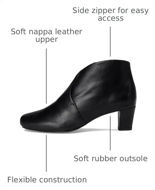 David Tate Prestige Boot Black Nappa Leather 10.5 | Stylish & Comfortable Ankle Boot with Leather Side Zipper - view 3