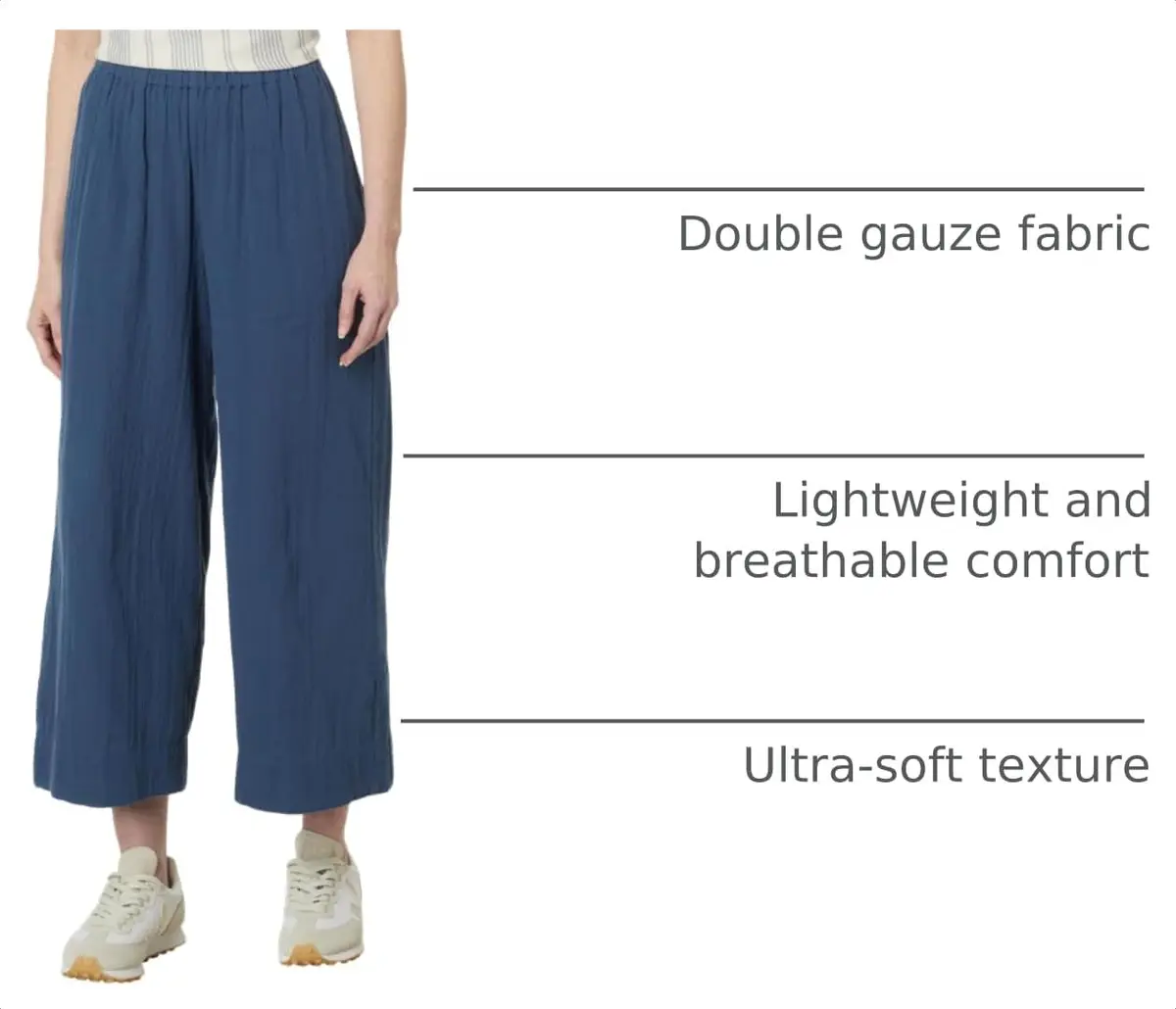 Pact Organic Cotton Women's Gauze Wide Leg Pant French Navy | Breathable, Relaxed Fit for Daily Comfort - view 4
