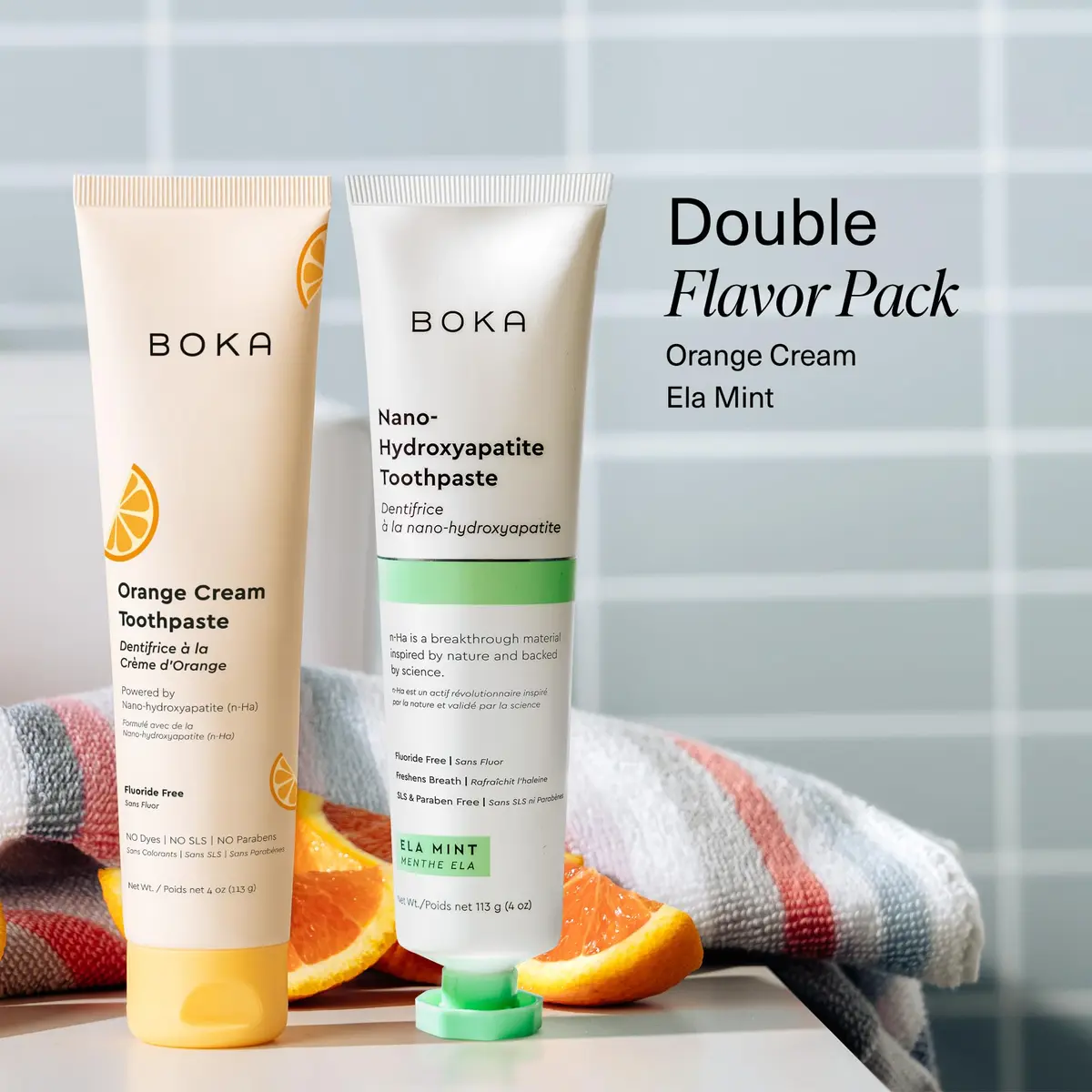 Boka Kids Toothpaste - Nano Hydroxyapatite, Fluoride-Free Ela Mint & Orange Cream, 8oz (2x4oz) | Enamel Care for Ages 1+ - view 7