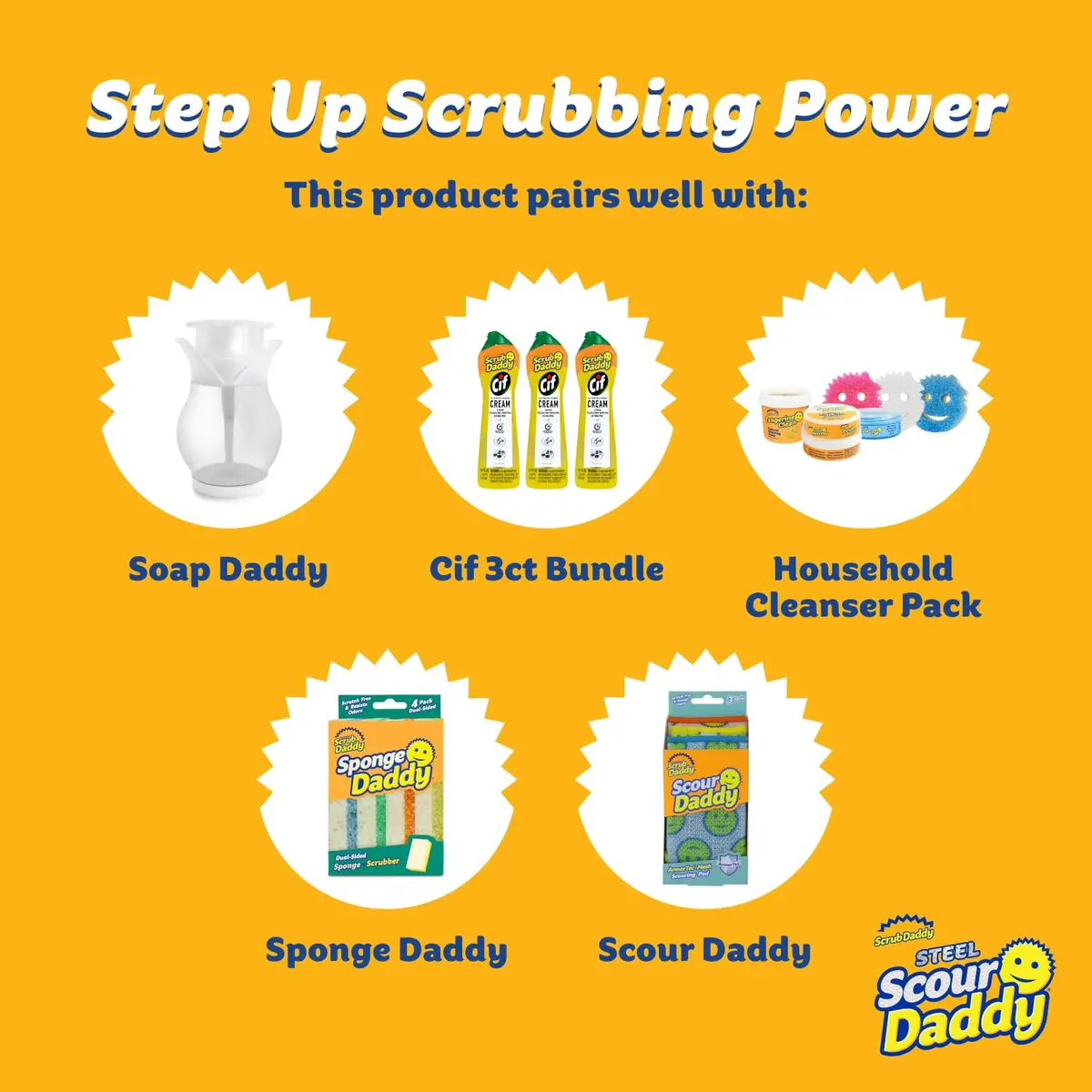 Scrub Daddy Steel Scouring Pad Scrub Sponges - Stainless Steel Scour Daddy - 2 Count (6 Pack) | Heavy Duty Cleaning for Pots & Pans - view 5