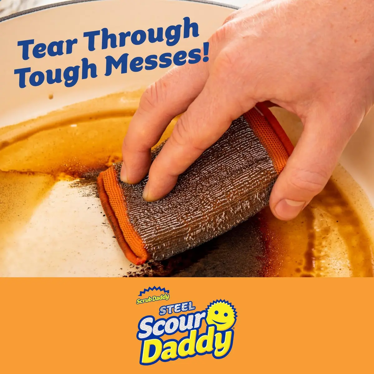 Scrub Daddy Steel Scouring Pad Scrub Sponges - Stainless Steel Scour Daddy - 2 Count (6 Pack) | Heavy Duty Cleaning for Pots & Pans - view 2