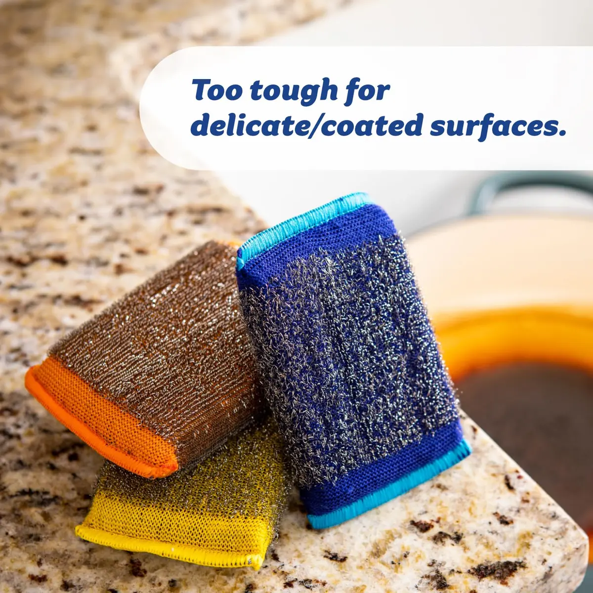 Scrub Daddy Steel Scouring Pad Scrub Sponges - Stainless Steel Scour Daddy - 2 Count (6 Pack) | Heavy Duty Cleaning for Pots & Pans - view 4