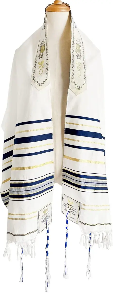 Holy Land Market Unisex Messianic Tallit Prayer Shawl 157cm x 56cm (72 x 22 in) | Christian Prayer & Messianic Seal - view 5