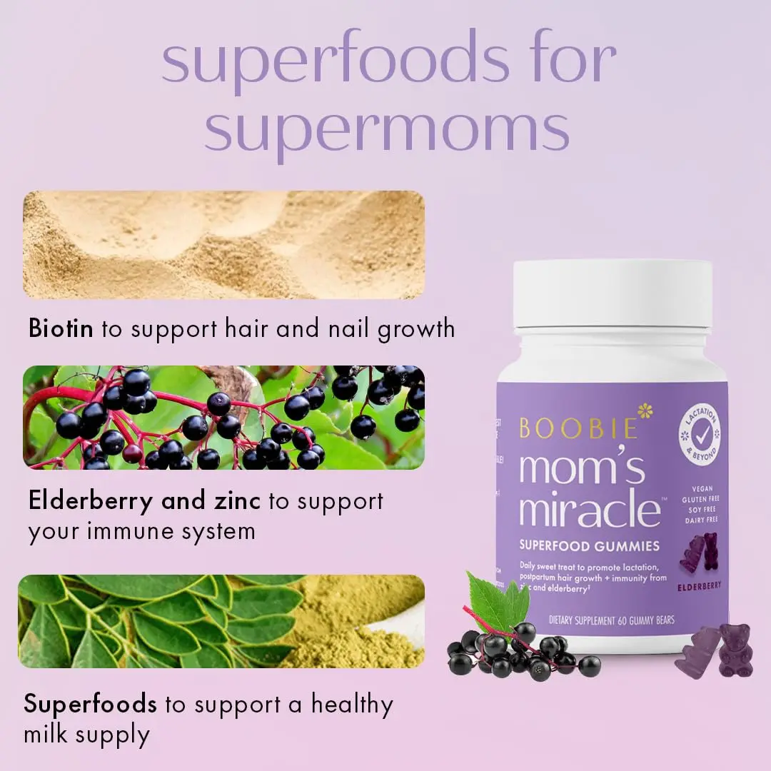 Boobie Moms Miracle Lactation Support Gummies | Milk & Hair Booster 60 Count (Pack of 2) - view 4