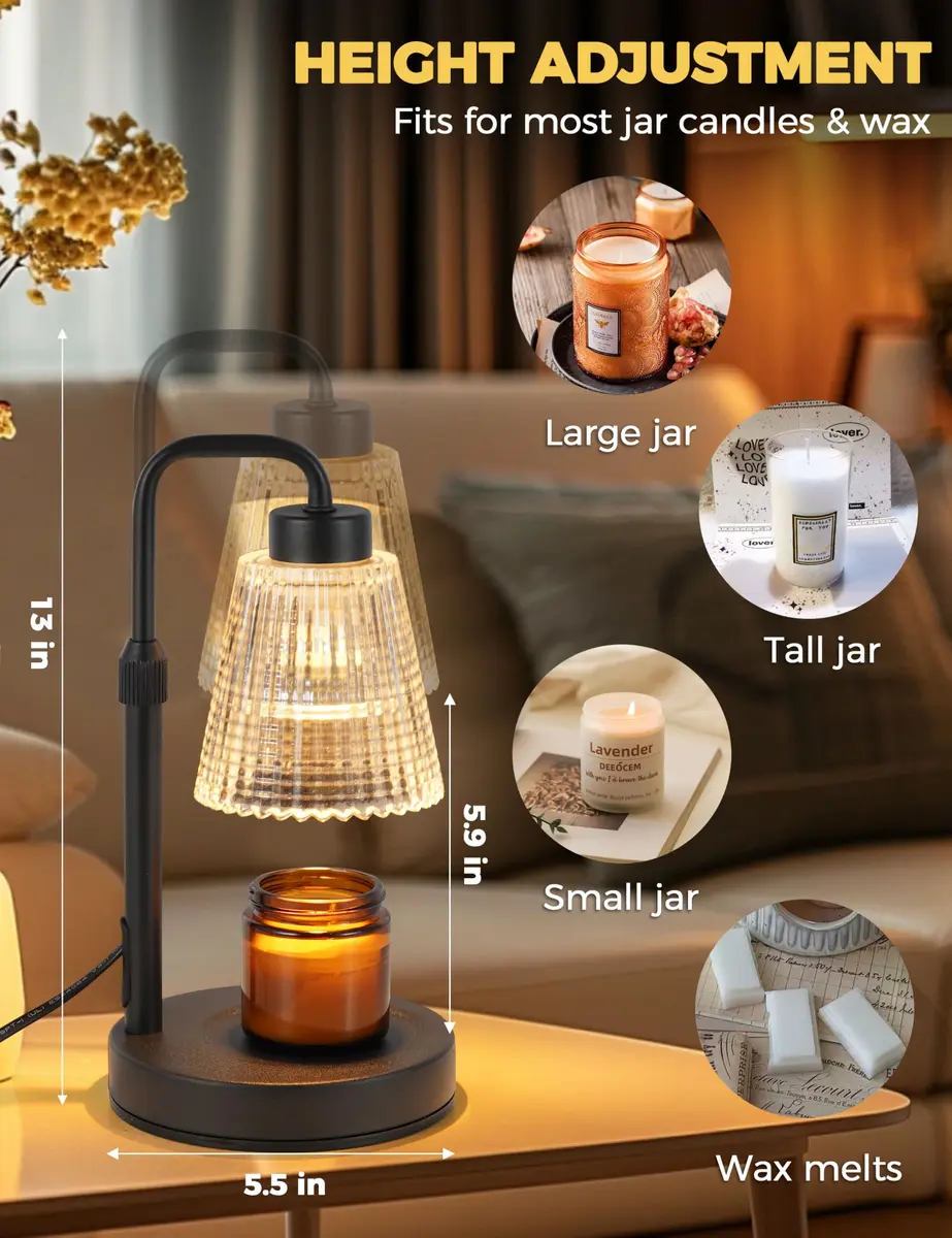 GODONLIF Candle Warmer Lamp with Timer, Home Decor for Women | Dimmable, Adjustable Height, Safe & Elegant - view 6