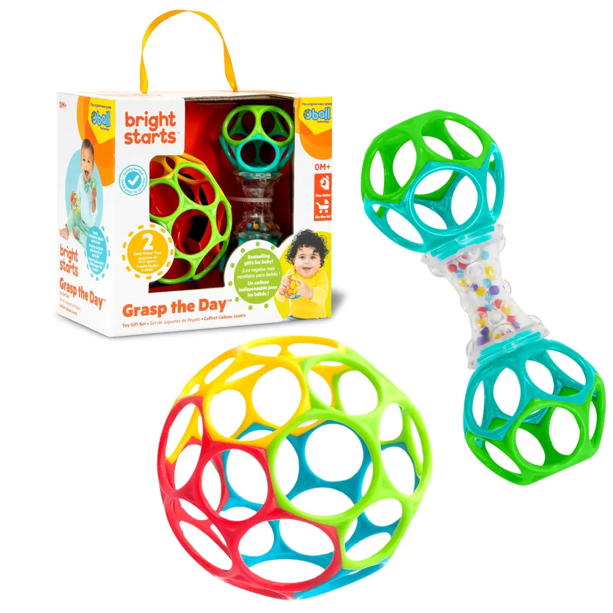 Bright Starts Easy-Grasp Oball Bundle Gift Set 2-Pack | BPA Free, Unisex, Newborn+ - main product image
