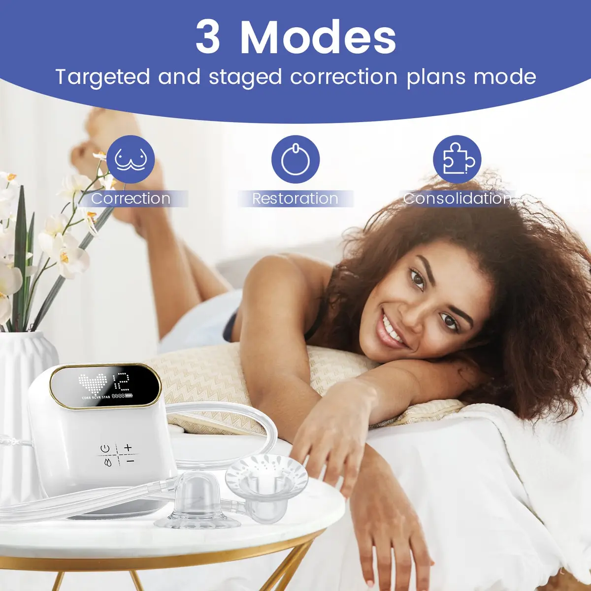 Rolevin Electric Nipple Corrector 12 Gears Rechargeable | Helps Breastfeeding Flat Inverted Nipples - view 3