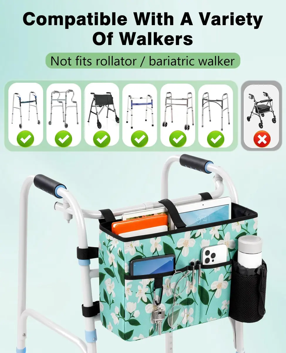 Rhino Valley Walker Basket with Cup Holder | Foldable Walker Bag for Seniors - view 5